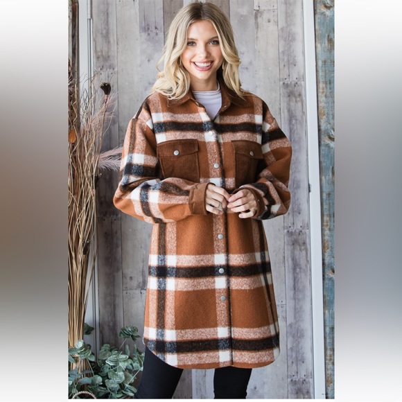 30 Boho Plaid Corduroy Flap Pocket Shacket/Jacket - Picture 6 of 8